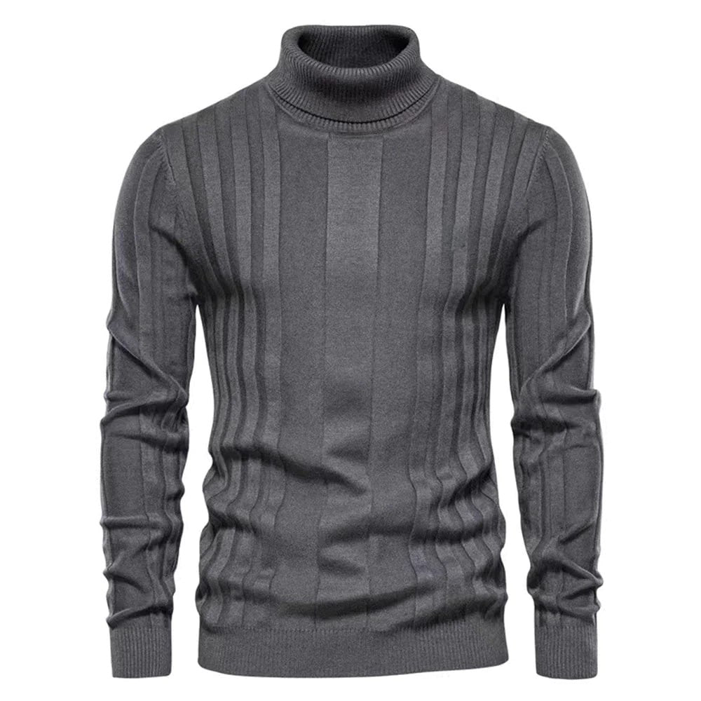 Stylowy męski sweter z golfem - elegancki - klasyczny fason