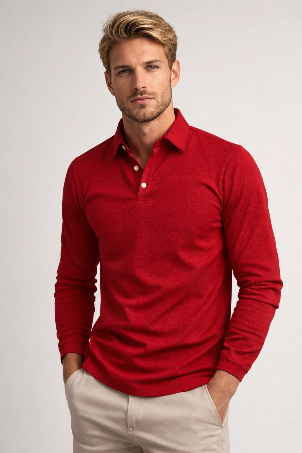 Polo Męskie Długi Rękaw | Casual Slim Fit | Klasyczny Kołnierz