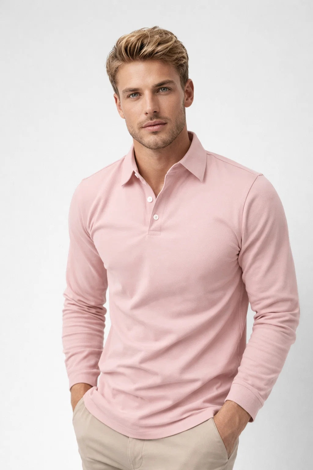 Polo Męskie Długi Rękaw | Casual Slim Fit | Klasyczny Kołnierz