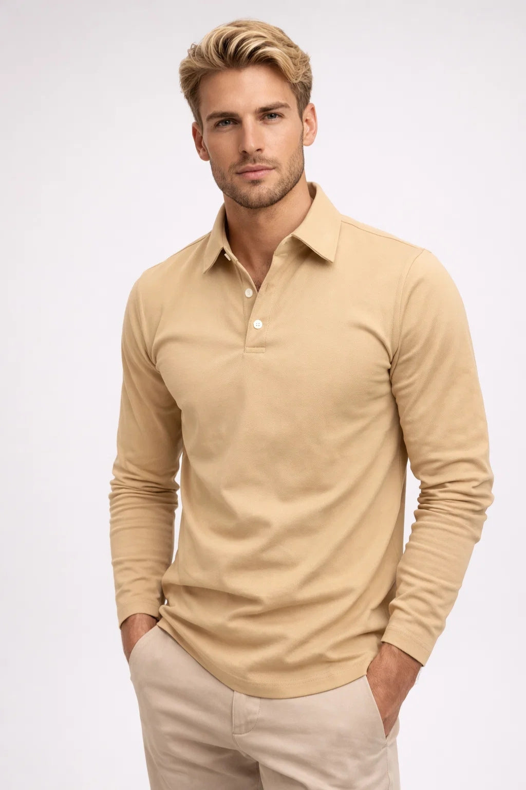Polo Męskie Długi Rękaw | Casual Slim Fit | Klasyczny Kołnierz