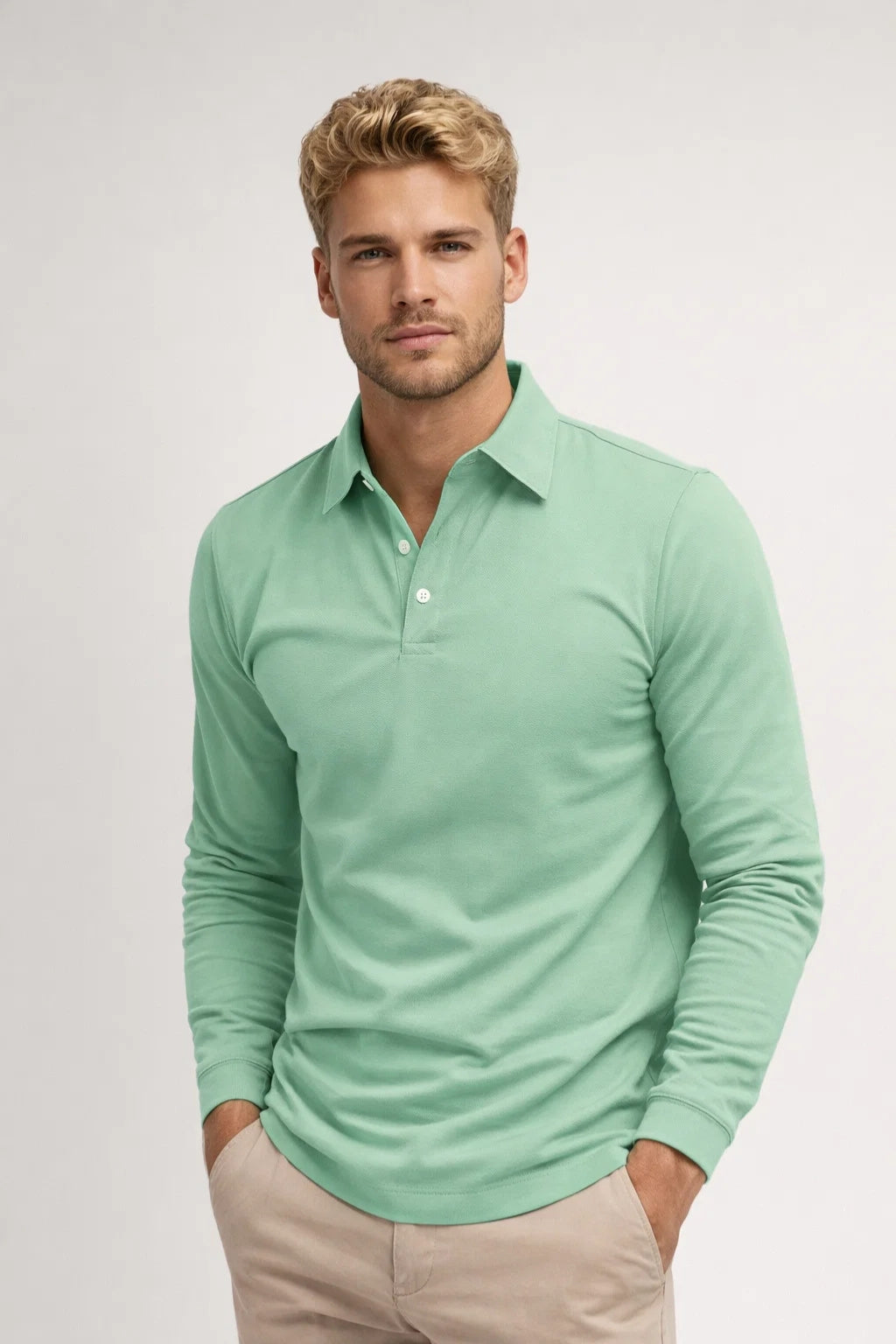 Polo Męskie Długi Rękaw | Casual Slim Fit | Klasyczny Kołnierz