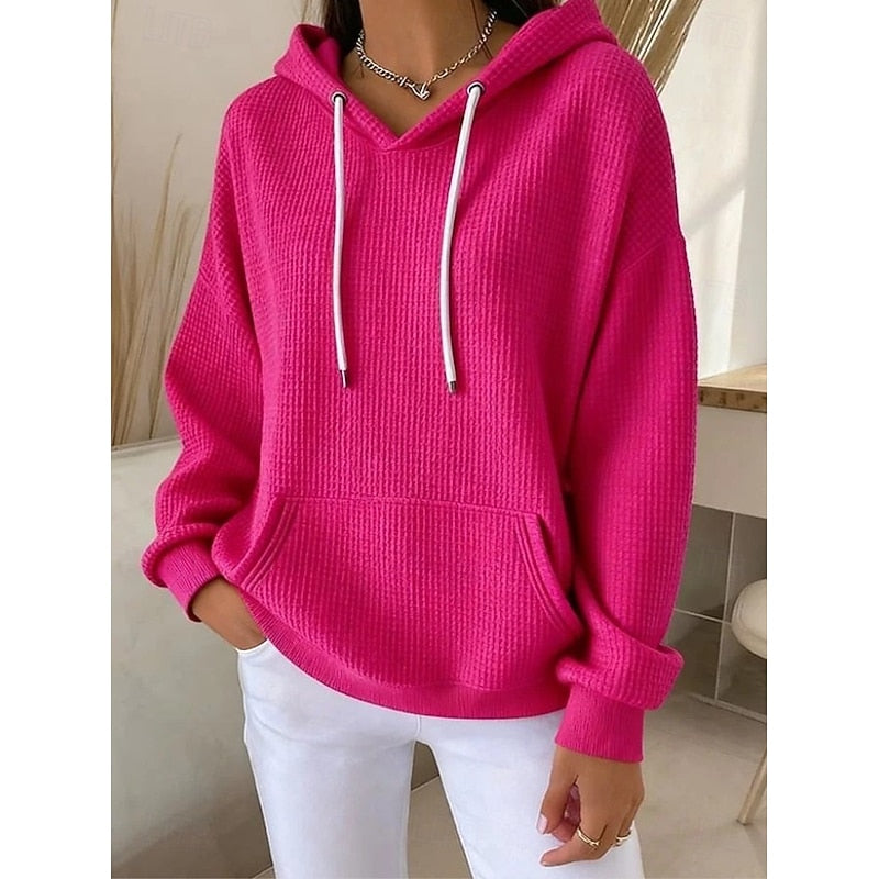 Bluza z Kapturem | Teksturowana, Luźny Fason
