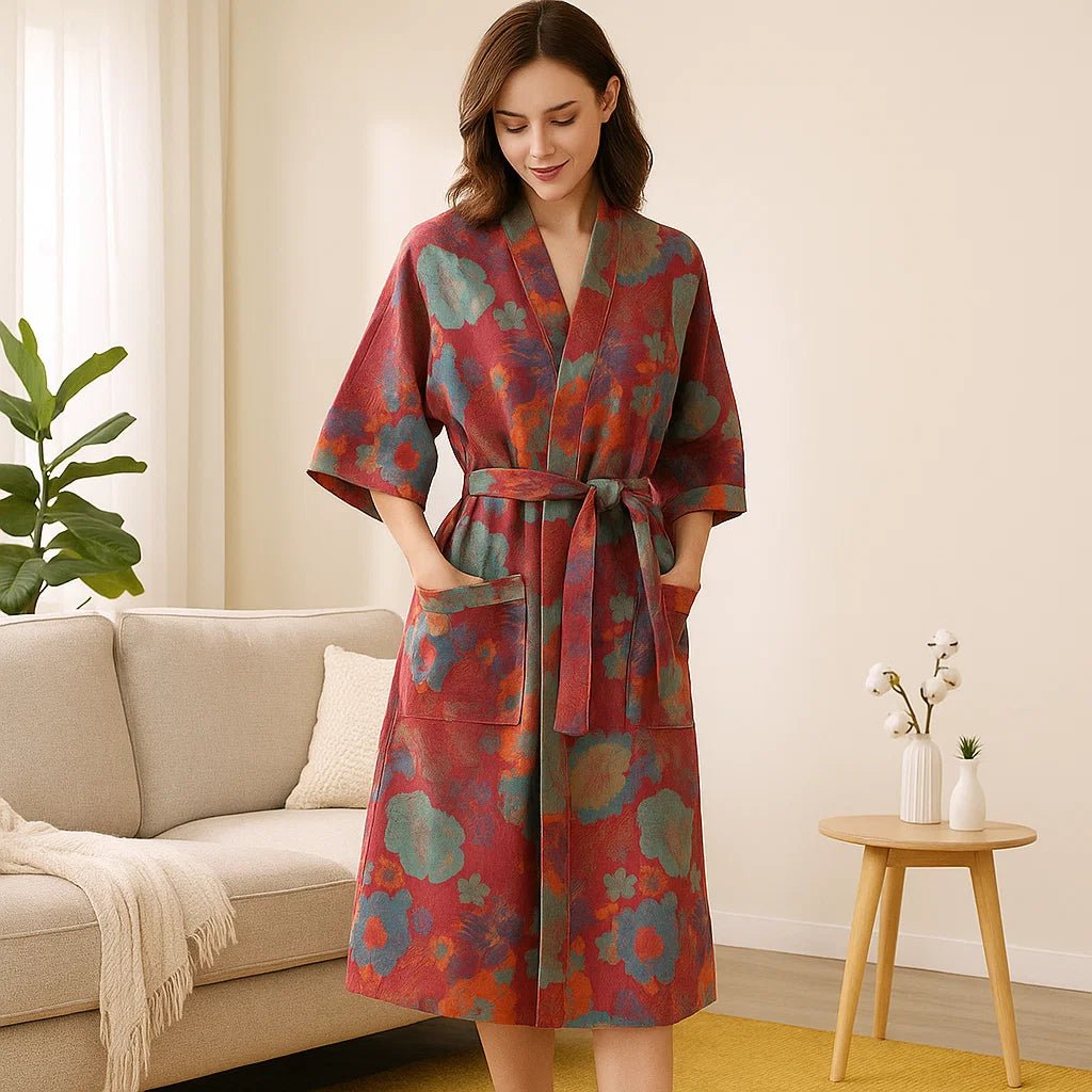 Rosewood Charm – Luksusowy Bawełniany Szlafrok z Ponadczasową Elegancją - vivano - warszawa