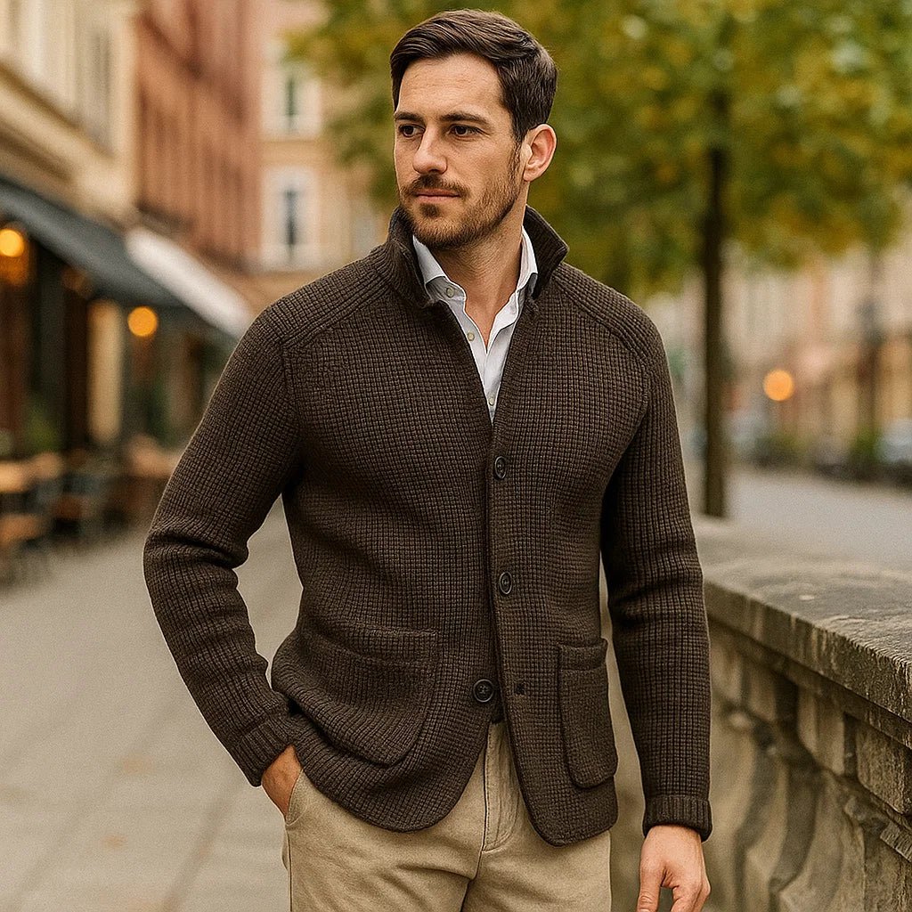 Sigmund - Elegancki kardigan męski - Komfortowy styl - Ponadczasowa jakość - vivano - warszawa