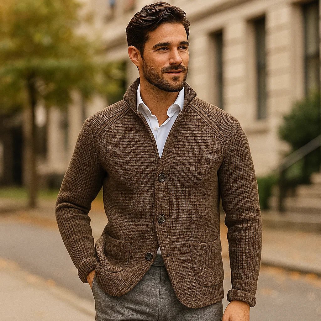 Sigmund - Elegancki kardigan męski - Komfortowy styl - Ponadczasowa jakość - vivano - warszawa