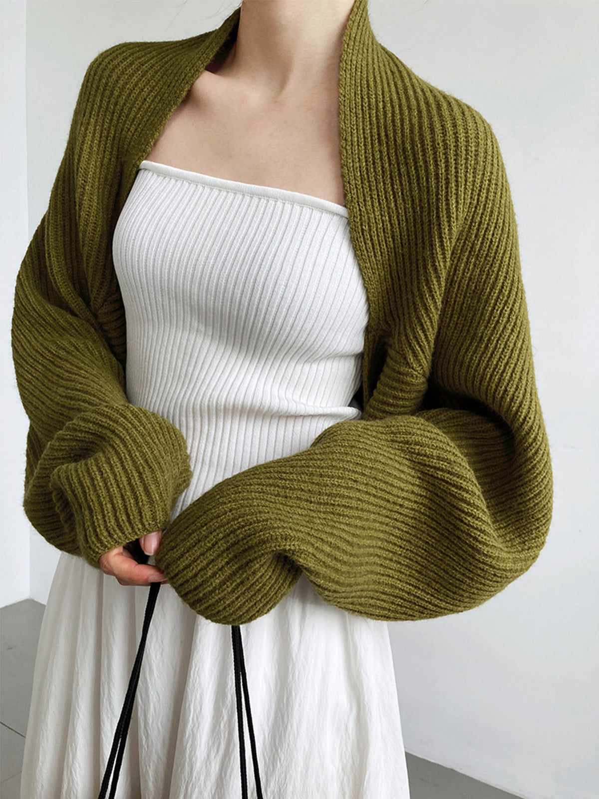 Damski sweter kardigan otwarty z przodu dzianinowy casualowy