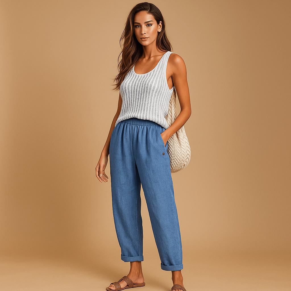 Spodnie - Bawełna & Len - Komfort - Styl - Naturalna Lekkość - vivano - warszawa