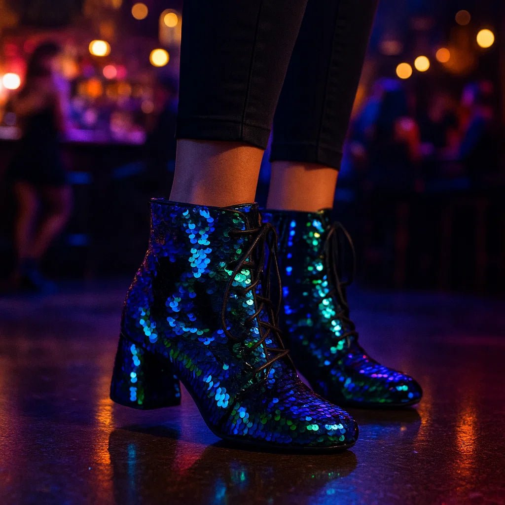 Stilla – Brokatowe Botki z Cekinami - vivano - warszawa