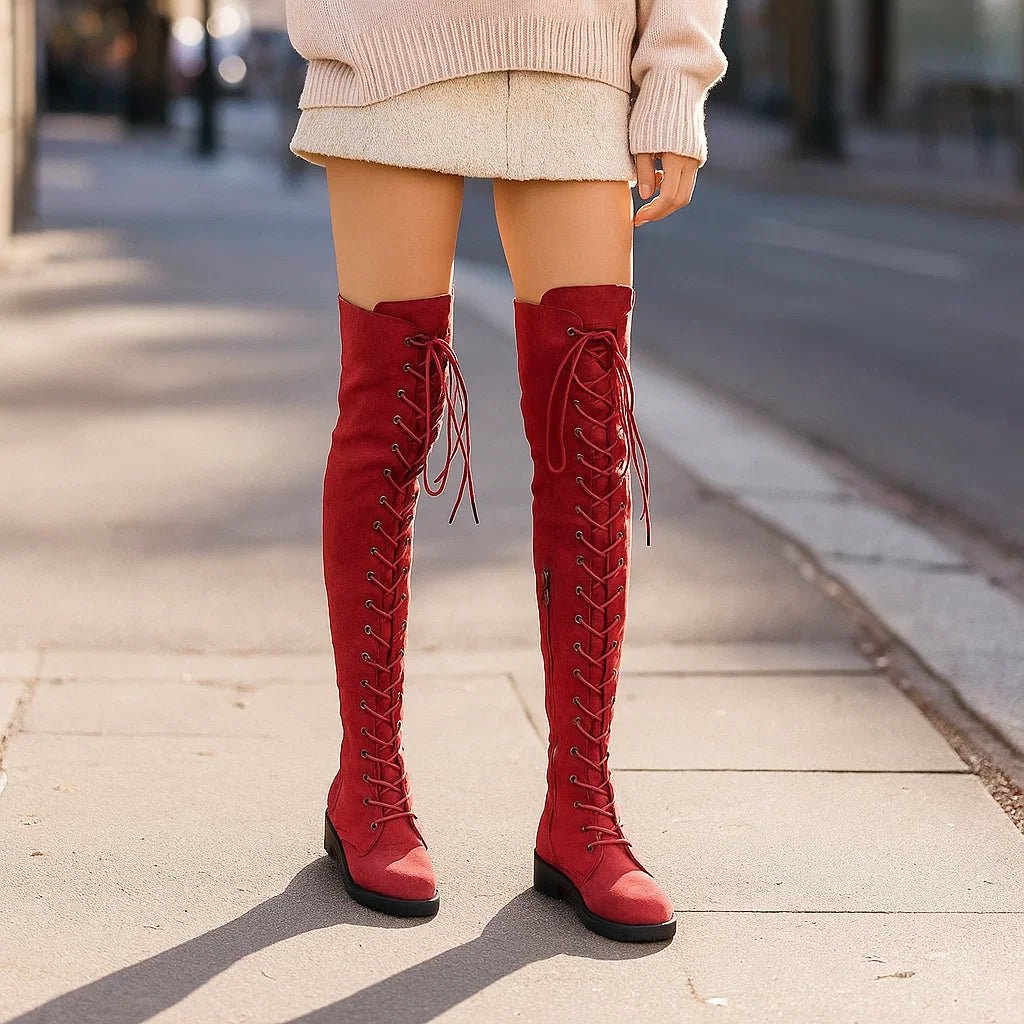 Stilla Luo – Damskie Kozaki Overknee Sznurowane - vivano - warszawa