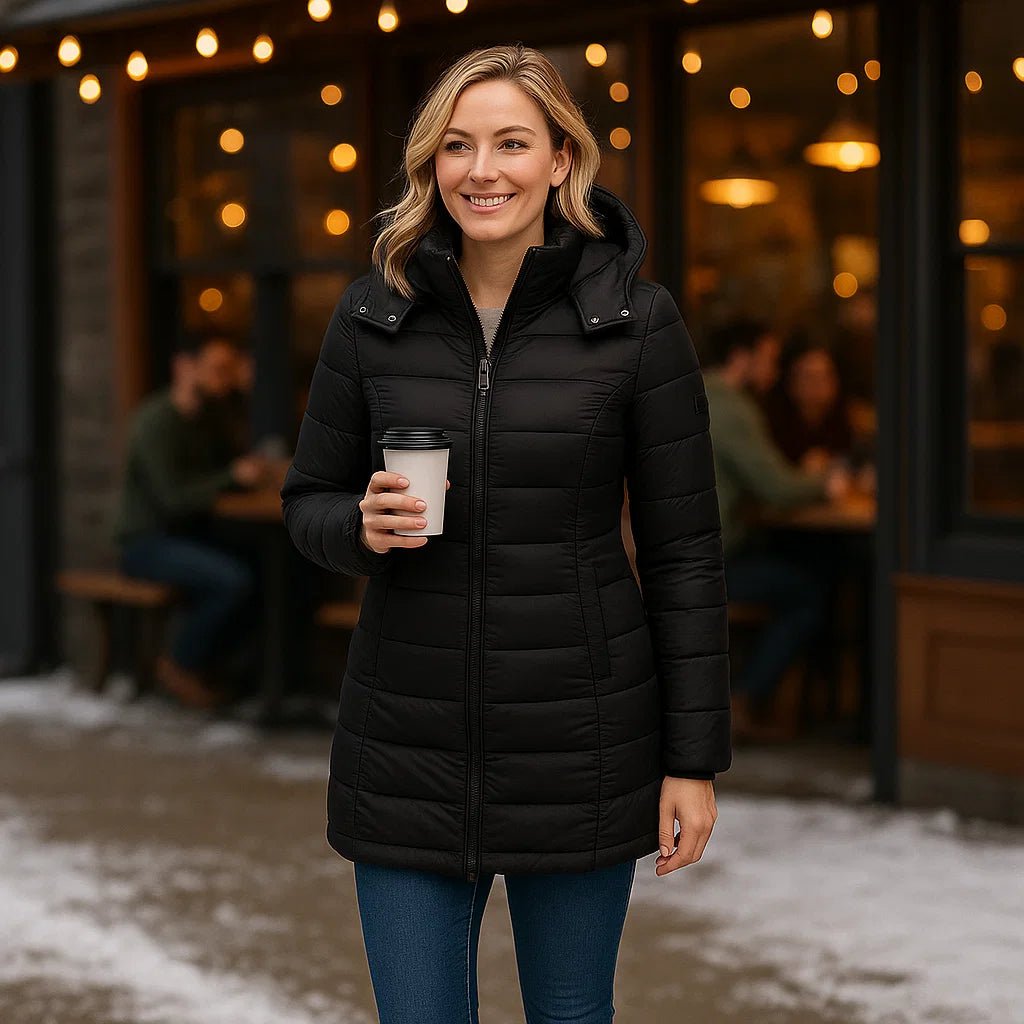 Stilla - modny długi płaszcz - miękka podszewka - z kapturem - vivano - warszawa