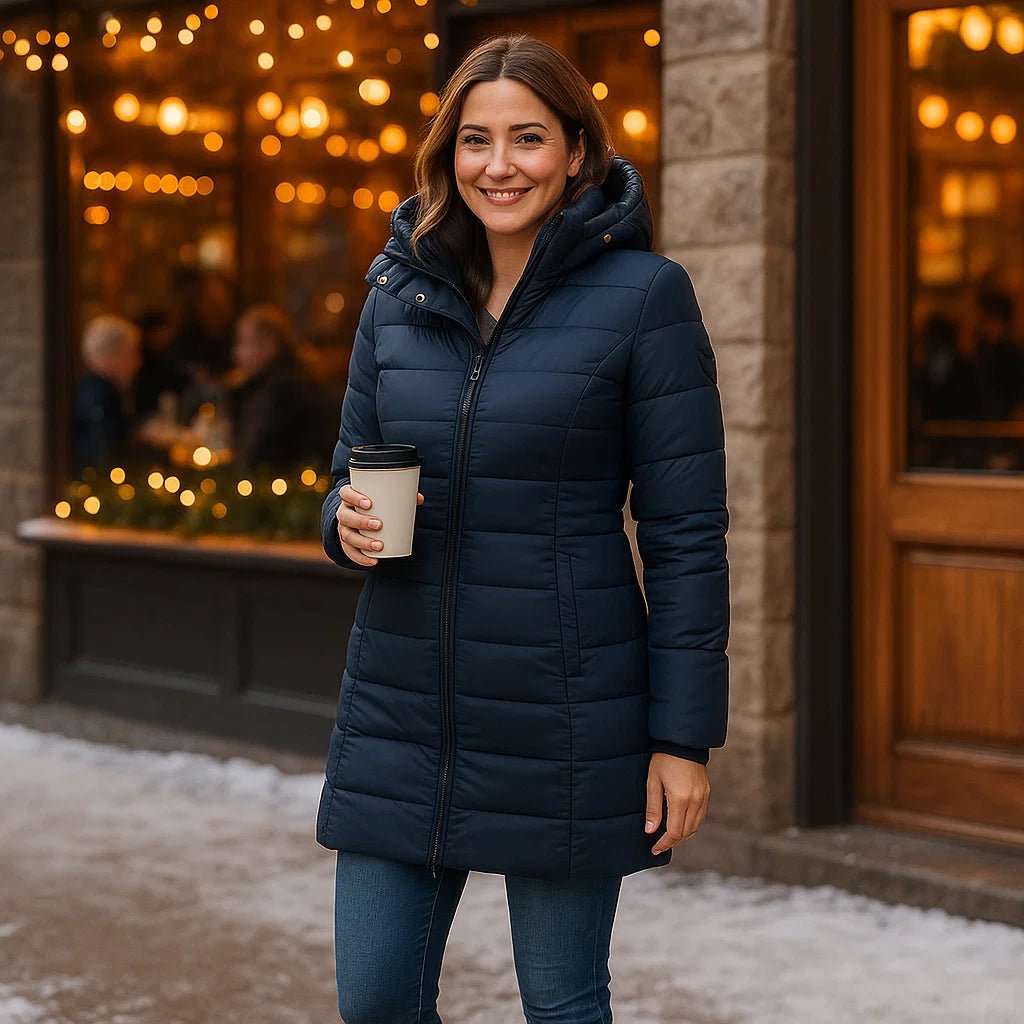 Stilla - modny długi płaszcz - miękka podszewka - z kapturem - vivano - warszawa