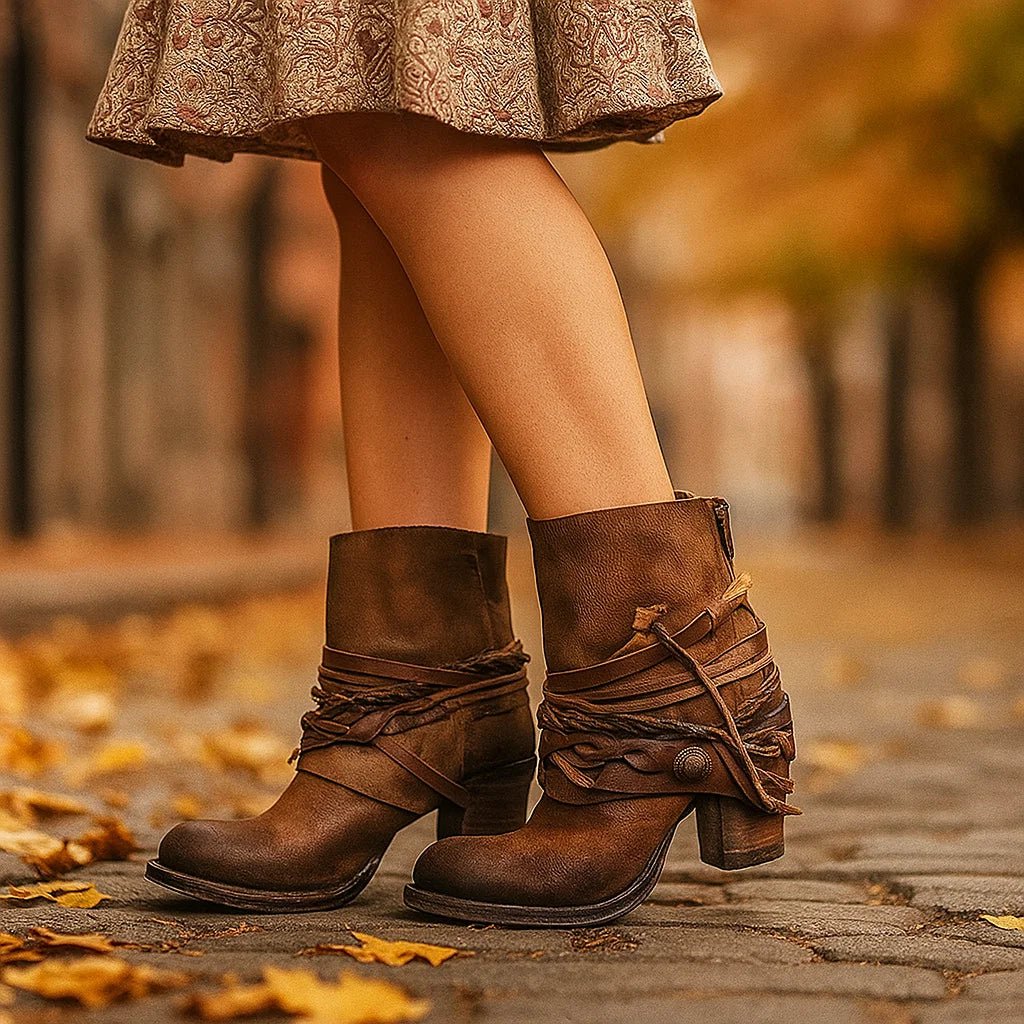 Stilla – Skórzane Botki Vintage na Kostkę - vivano - warszawa