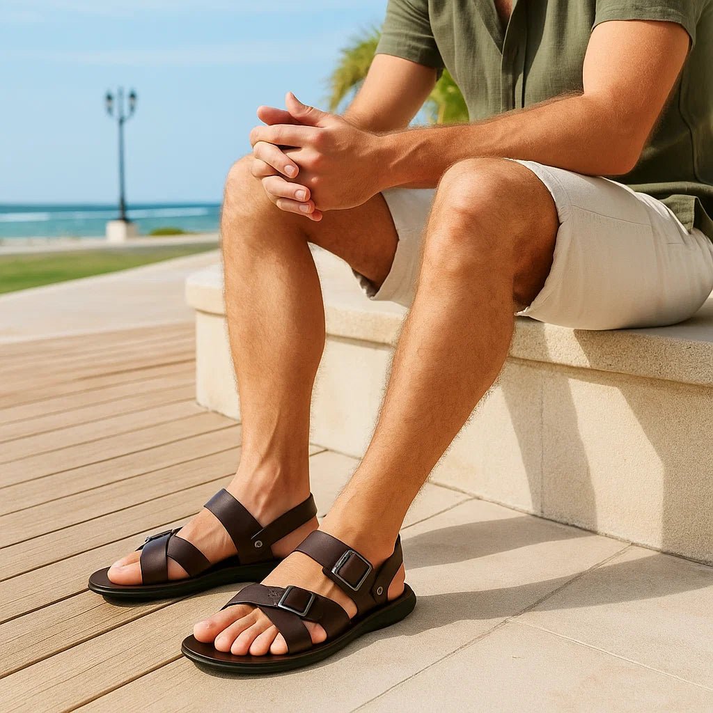 Stylowe skórzane sandały męskie z amortyzacją - vivano - warszawa