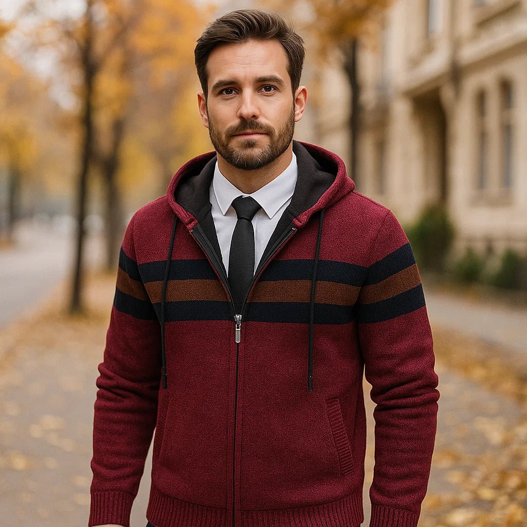 Stylowe swetry z kapturem - zamek błyskawiczny - męskie - komfort - jakość - vivano - warszawa