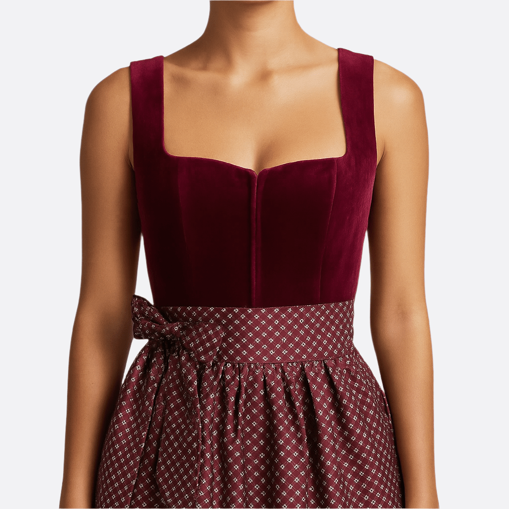 Sukienka Dirndl dla kobiet - Miękki materiał - Elegancka czerwona - Sukienka na Oktoberfest - vivano - warszawa