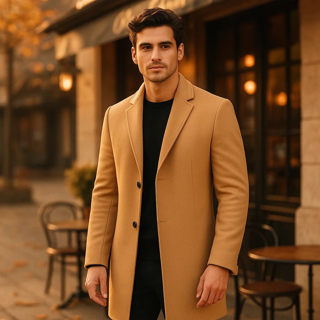 Terrence – męski płaszcz wełniany z wodoodpornym wykończeniem - vivano - warszawa