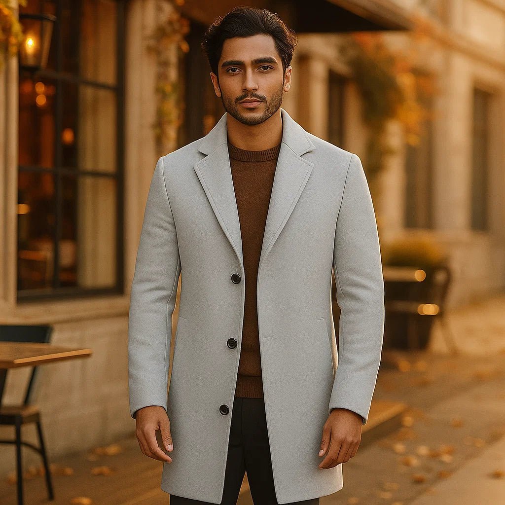 Terrence – męski płaszcz wełniany z wodoodpornym wykończeniem - vivano - warszawa