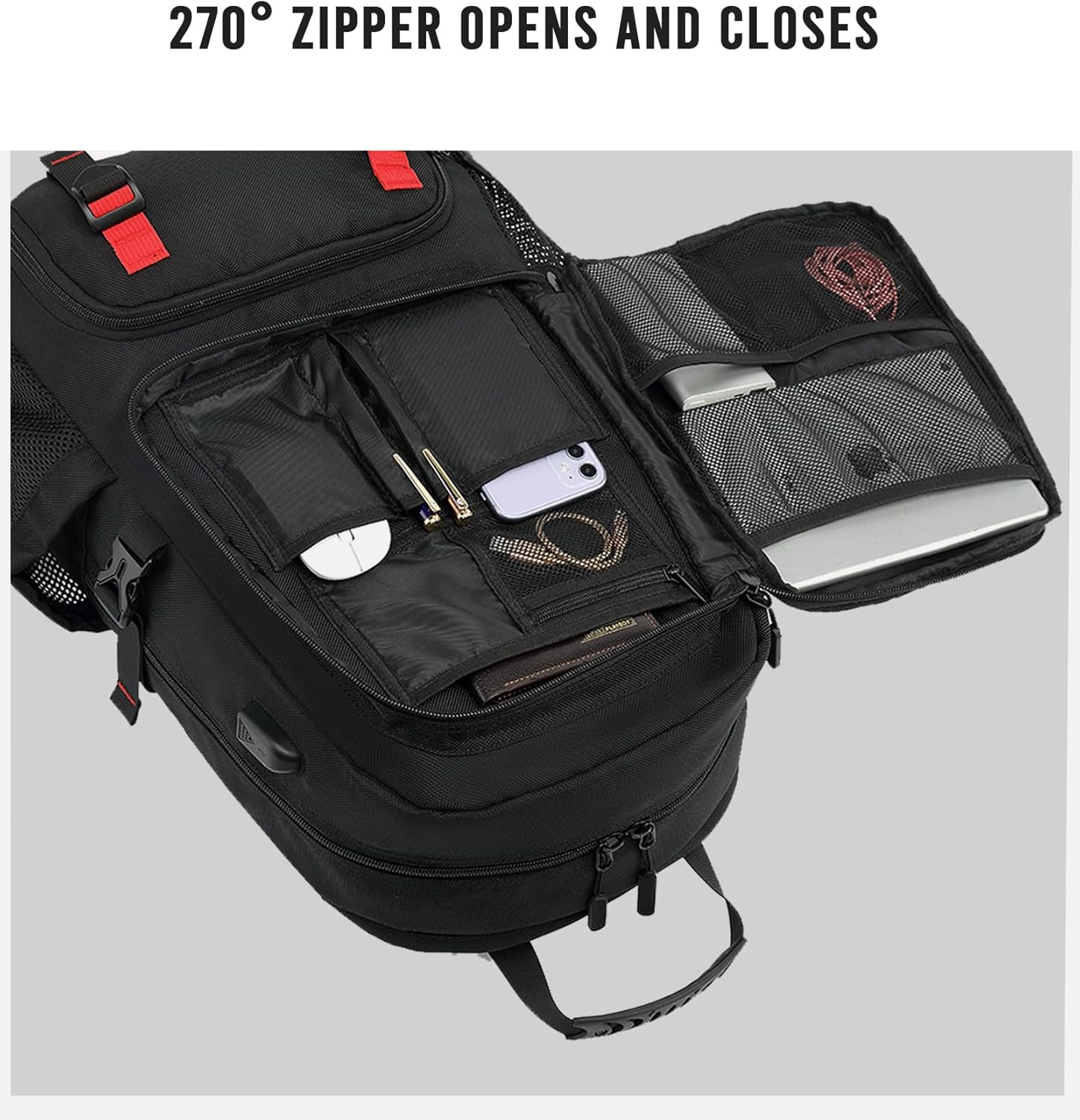 Plecak turystyczny 60–80L | Wodoszczelny, rozszerzalny | USB, compartment na buty, kieszeń na laptopa