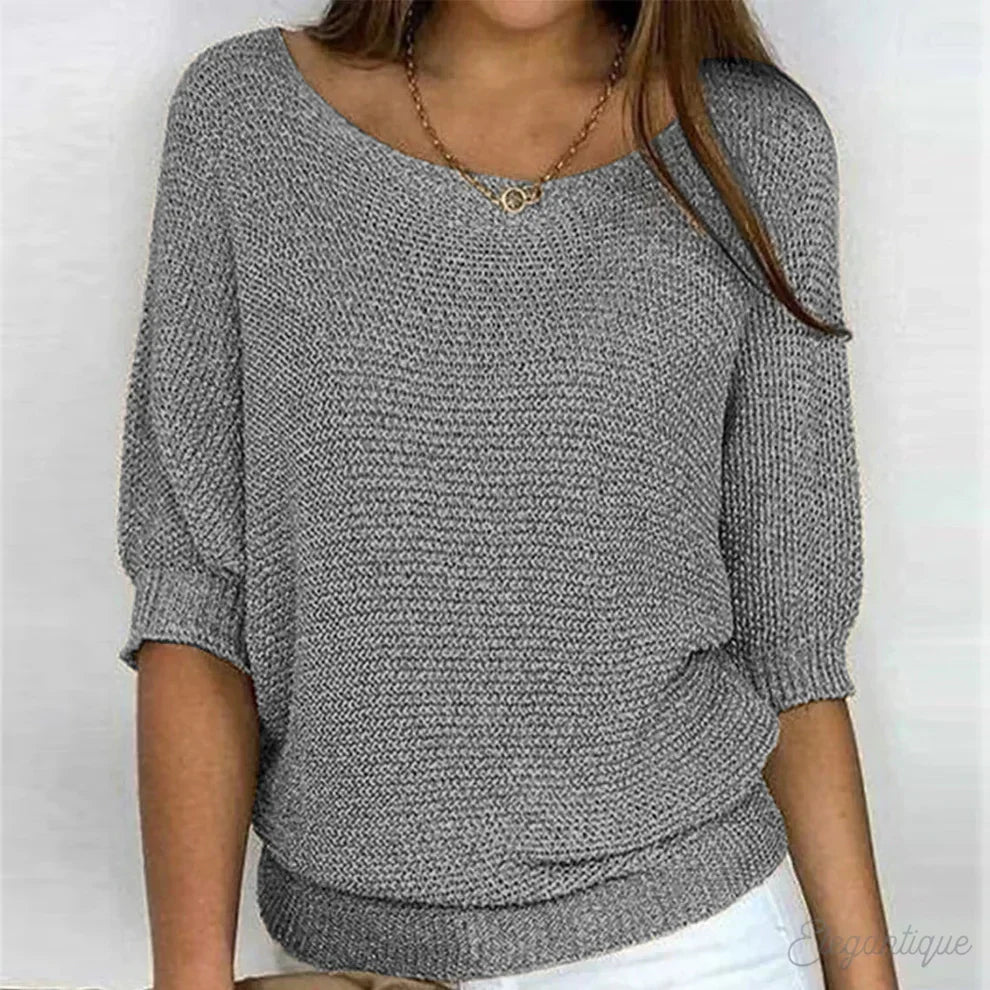 Damski Sweter Dzianinowy Jacquard Komfortowy
