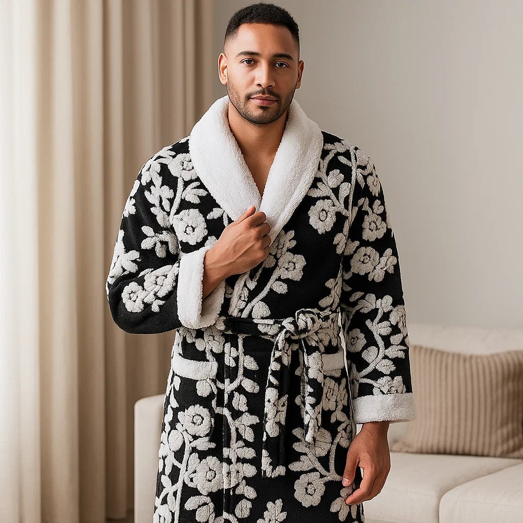 VeluMorn – Elegancki Szlafrok Jacquard z Podwójną Warstwą dla Stylowego Relaksu - vivano - warszawa