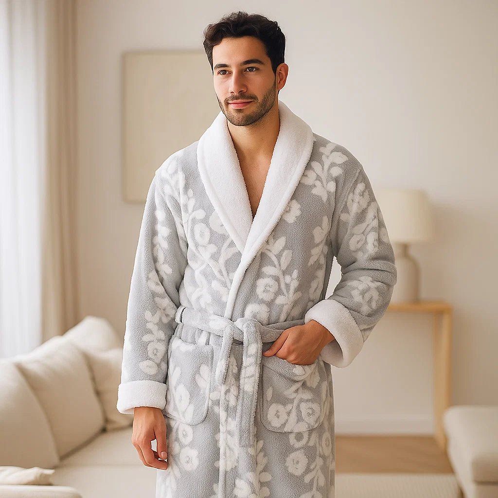 VeluMorn – Elegancki Szlafrok Jacquard z Podwójną Warstwą dla Stylowego Relaksu - vivano - warszawa