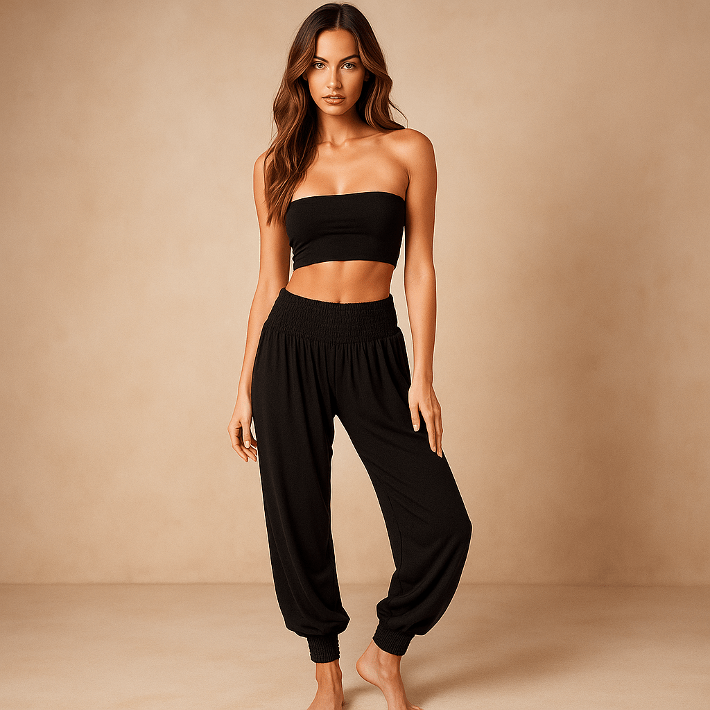 Wygodne Spodnie Haremowe - Elastyczny Pas - Przewiewne Mankiety - vivano - warszawa