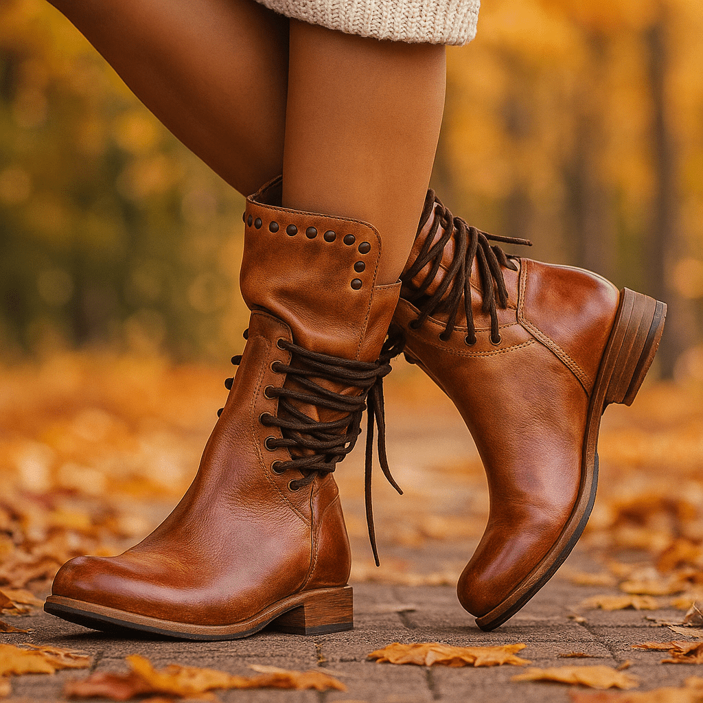 Xenia - Długie skórzane botki - Stylowe trwałe buty - vivano - warszawa