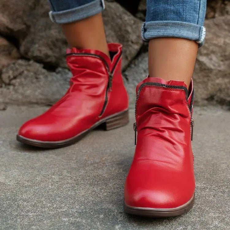 Zamykane botki ze skóry ekologicznej dla kobiet - Birgitta - vivano - warszawa