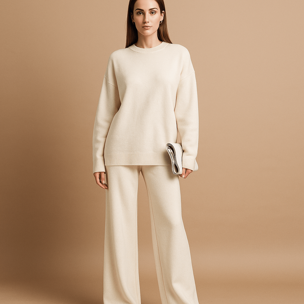 Zestaw Swetrów - Pulower z Wysokim Kołnierzem - Pasujące Spodnie - vivano - warszawa